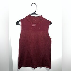 Carmen Marc Valvo Deep Red Knit Top